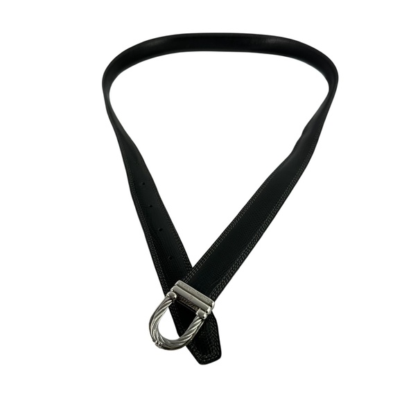 Genuine PHILIPPE CHARRIOL Black Leather Men Bletr Pebbled Made In France 42 - Picture 8 of 13